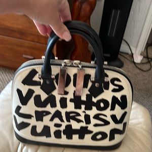 Louis Vuitton Sprouse Graffiti Alma MM Bag Black & White Silver Hardware RARE